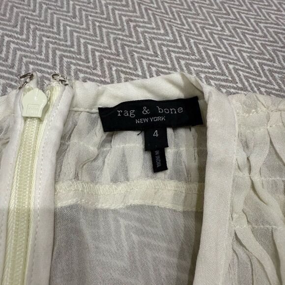 Rag & Bone Cream Embroidered Fitted Ribbed Tank Top Size 4 - Picture 6 of 7